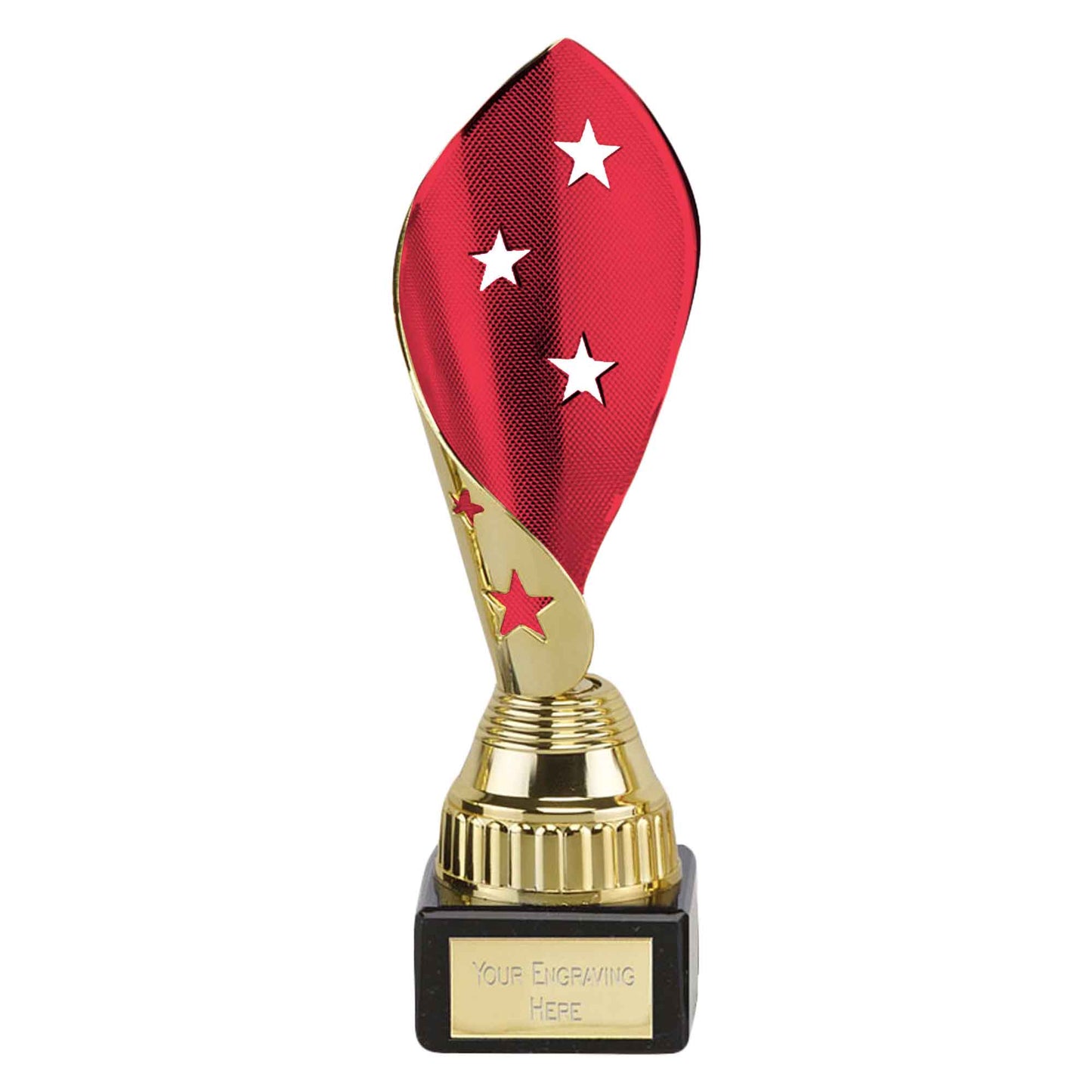 Gold and Red Cone Festival Star Award On A Marble Base 17cm (6 3/4")