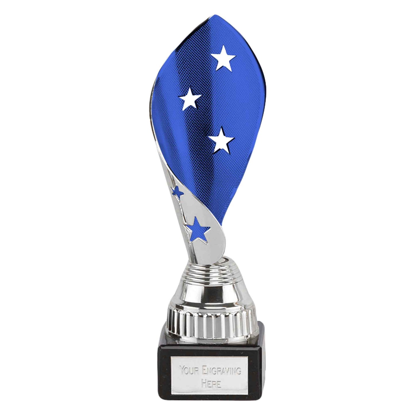 Silver and Blue Cone Festival Star Award On A Marble Base 17cm (6 3/4")