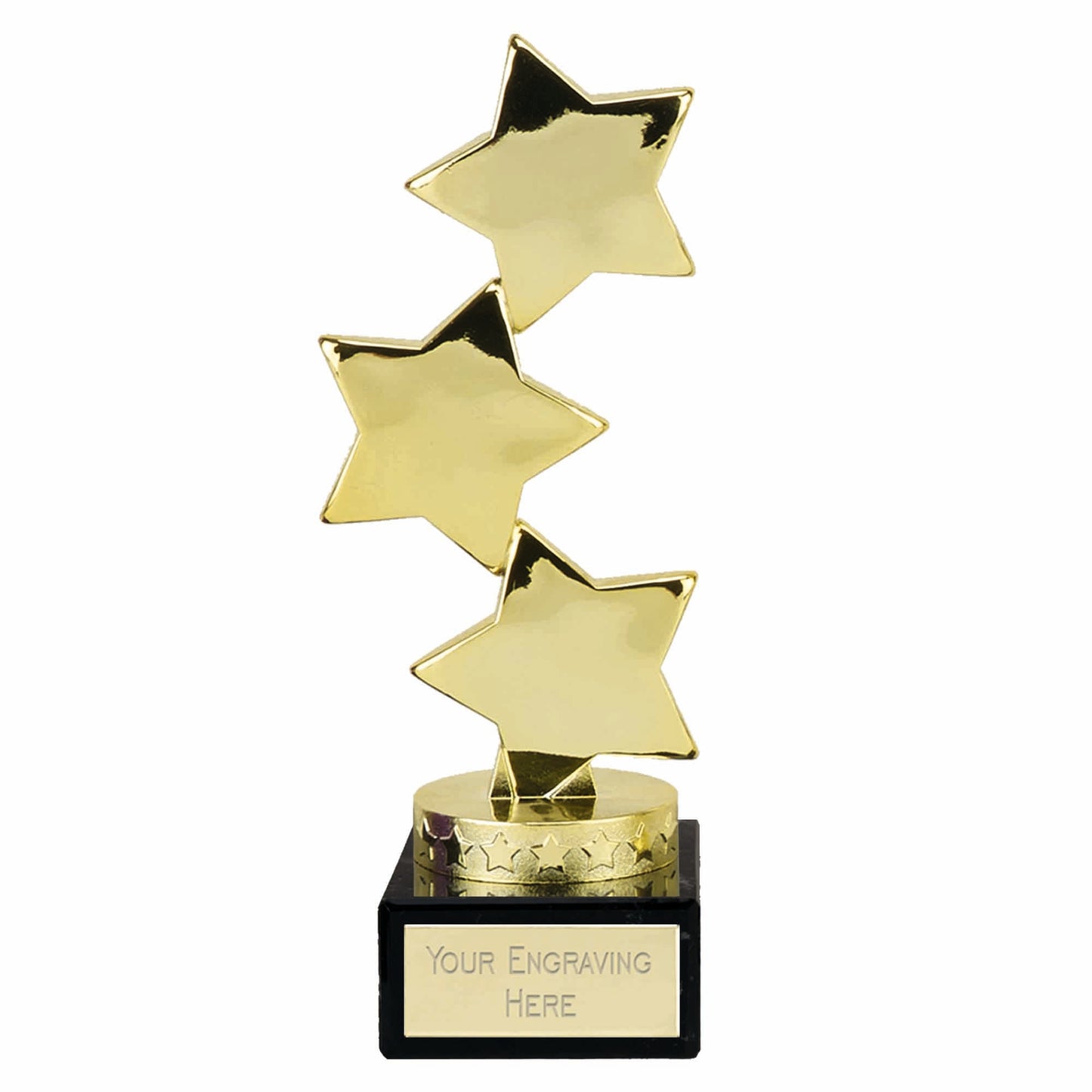Gold Triple Hope Star On A Marble Base 18cm (7 1/8")