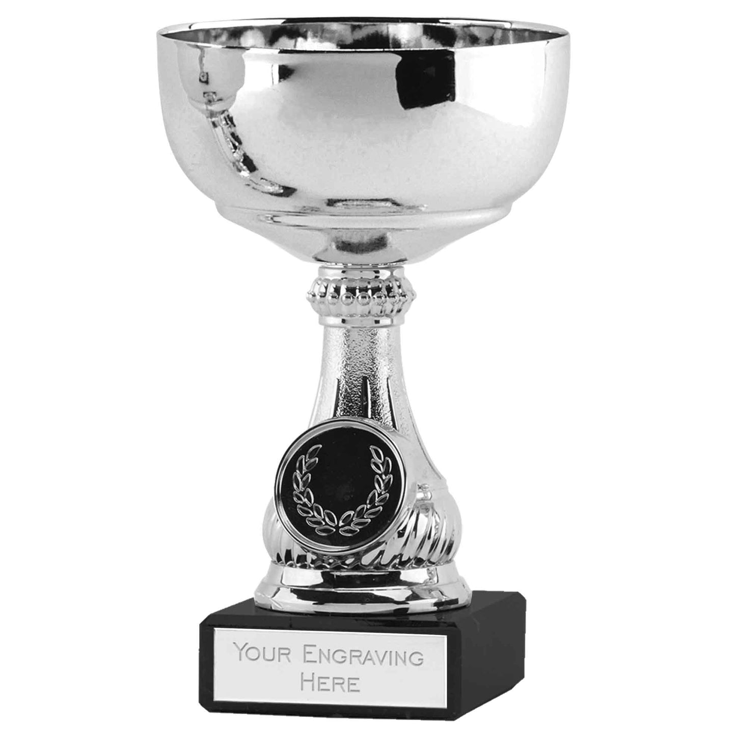 Lake Silver Trophy Cup On Black Marble Base 12cm (4 3/4")