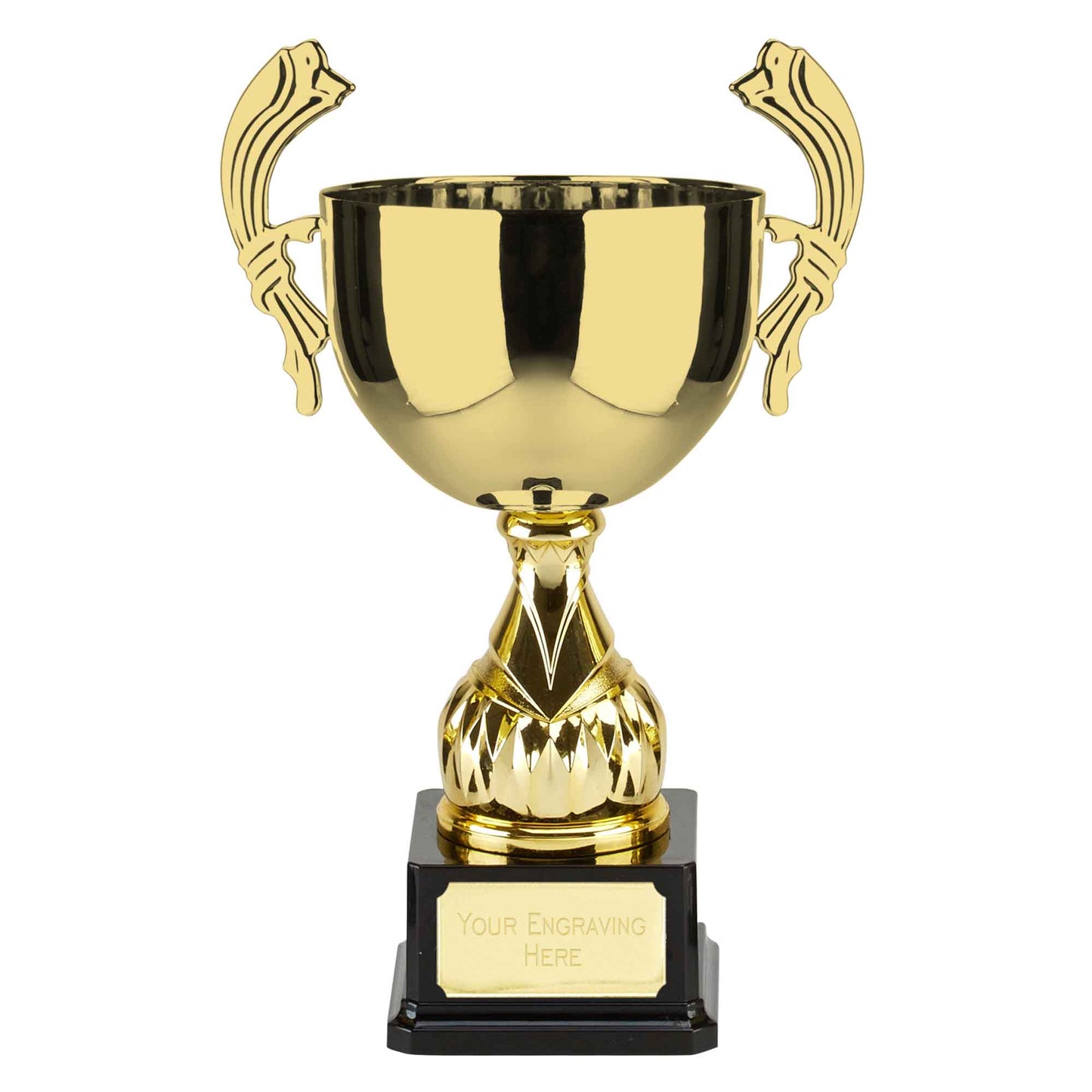Link Gold Presentation Cup With Handles On A Black Base 22.5cm (8 7/8")