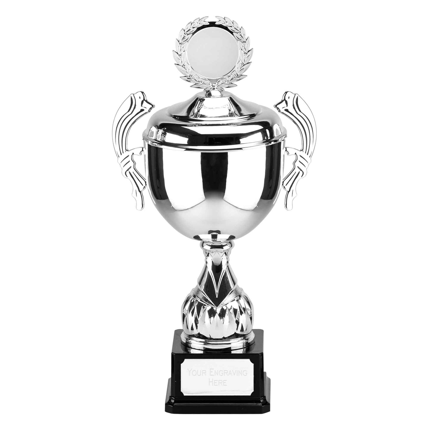 Link Silver Presentation Cup With Lid On A Black Base 30cm (11 3/4")