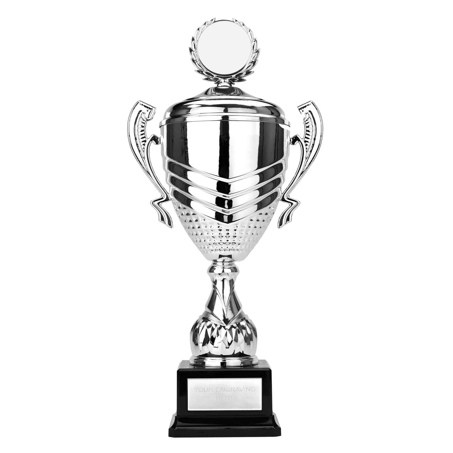 Link Prestige Silver Presentation Cup With Lid On A Black Heavyweight Base 32.5cm (12 3/4")