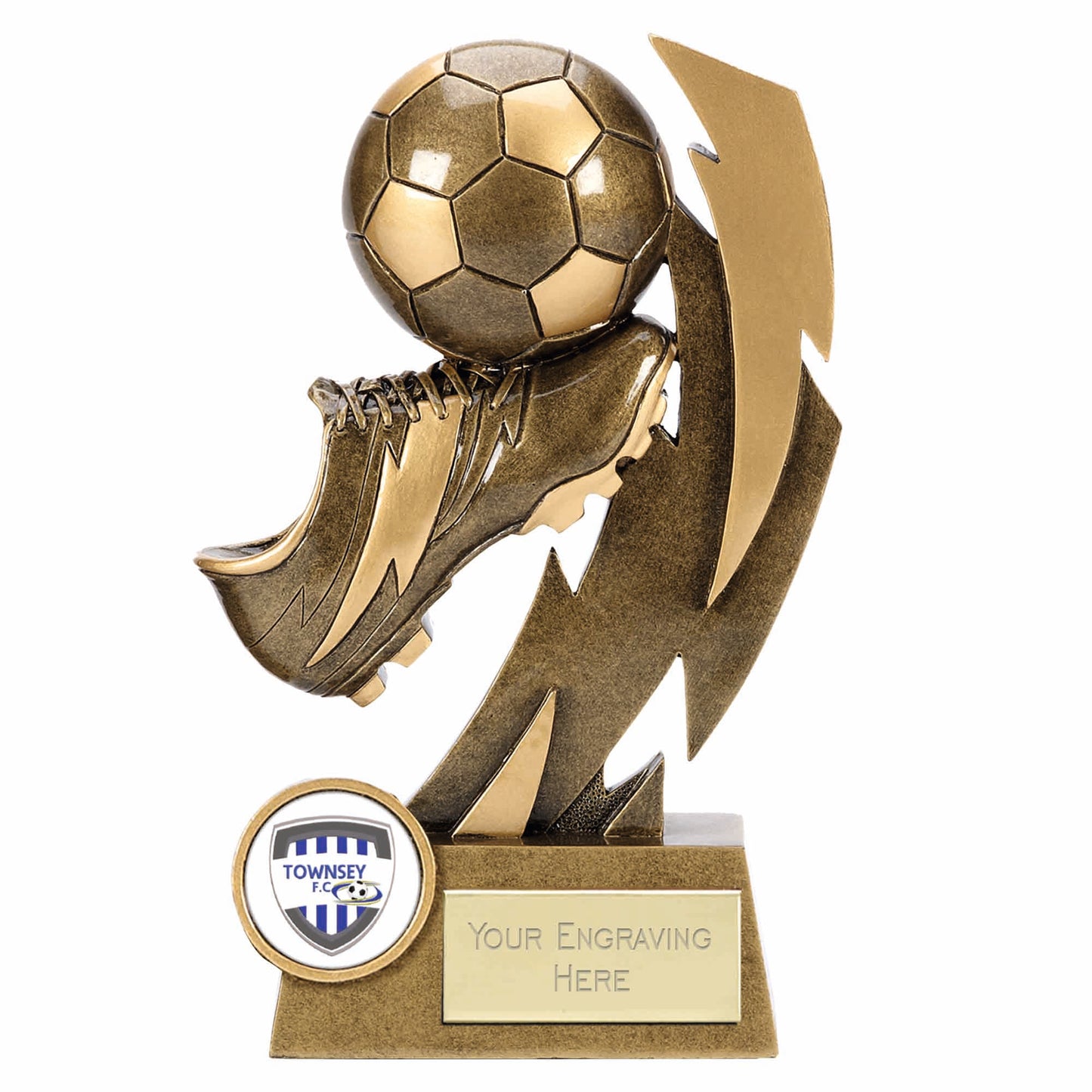 Gold Flash Boot & Ball Football Trophy 19.5cm (7 3/4")