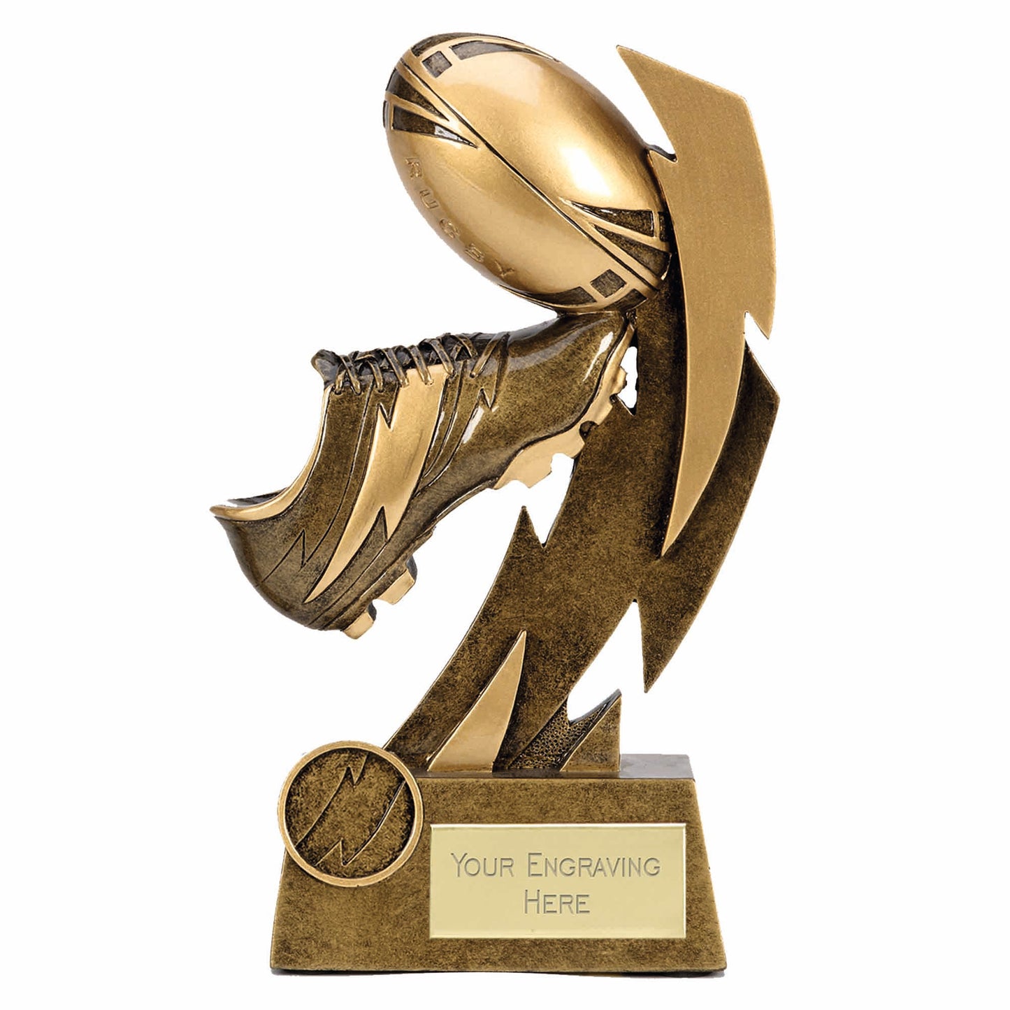Flash Gold Resin Boot & Ball Rugby Trophy 12cm (4 3/4")