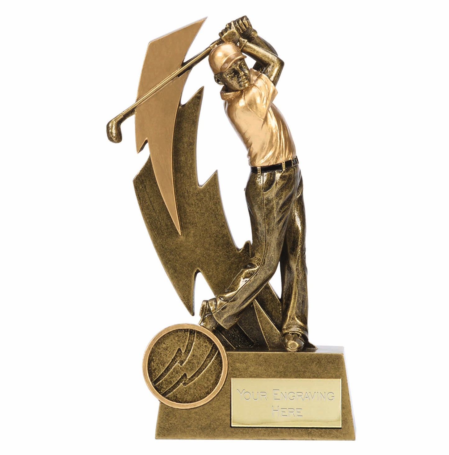 Gold Resin 2D Flash Golf Award 14.5cm (5 3/4")