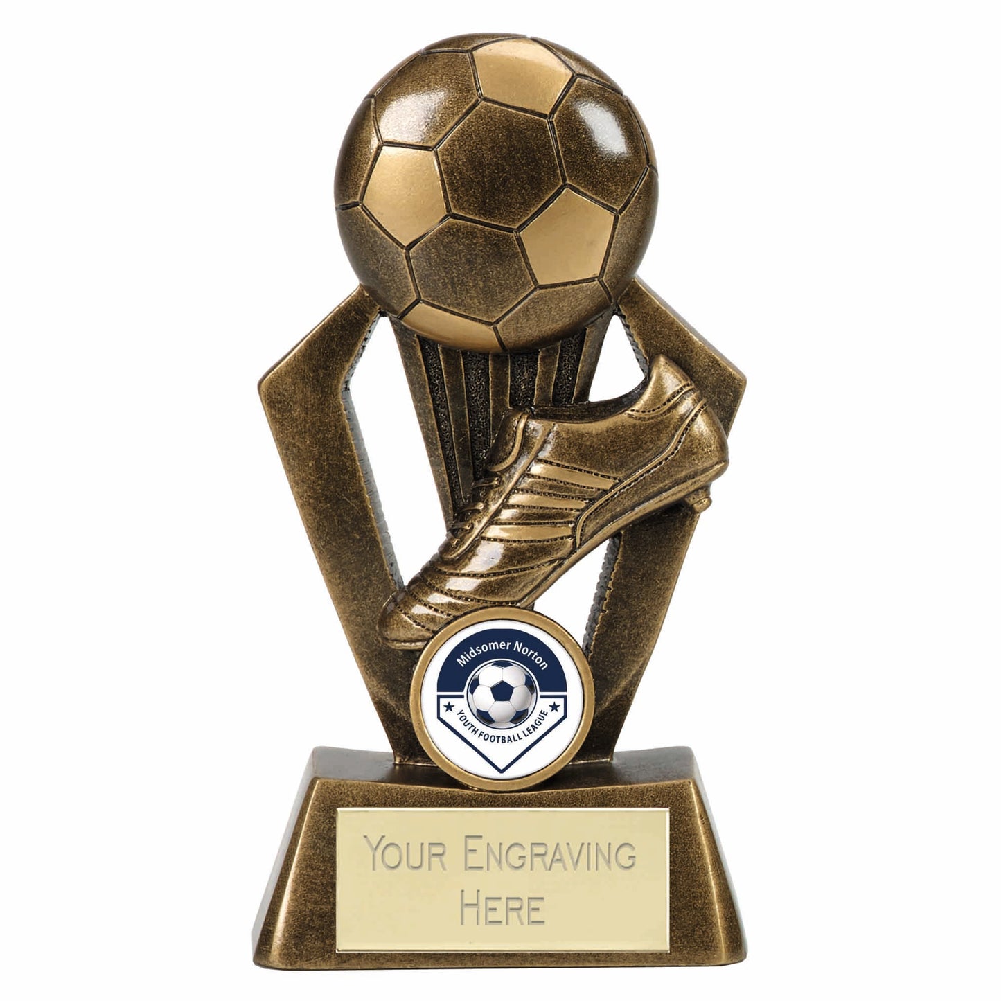 Surge Gold Resin Boot & Ball Football Trophy 15cm (6")