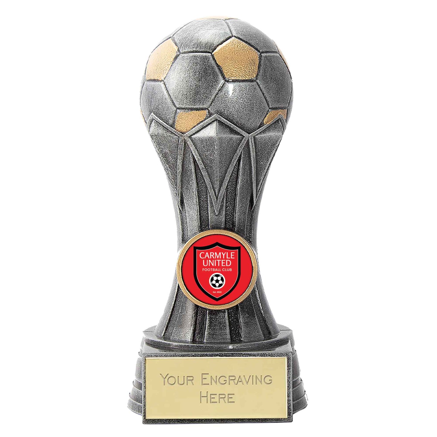 Brushed Silver Gem Football Trophy 15cm