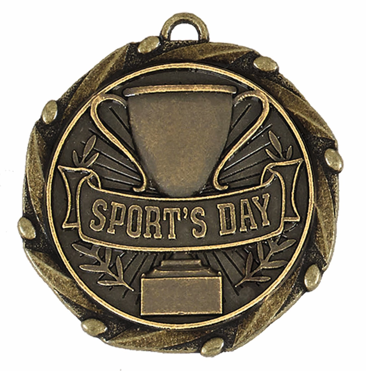 Gold Combo Sports Day Medal with Red, White & Blue Ribbon 45mm (1 3/4")