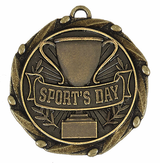 Gold Combo Sports Day Medal with Red, White & Blue Ribbon 45mm (1 3/4")