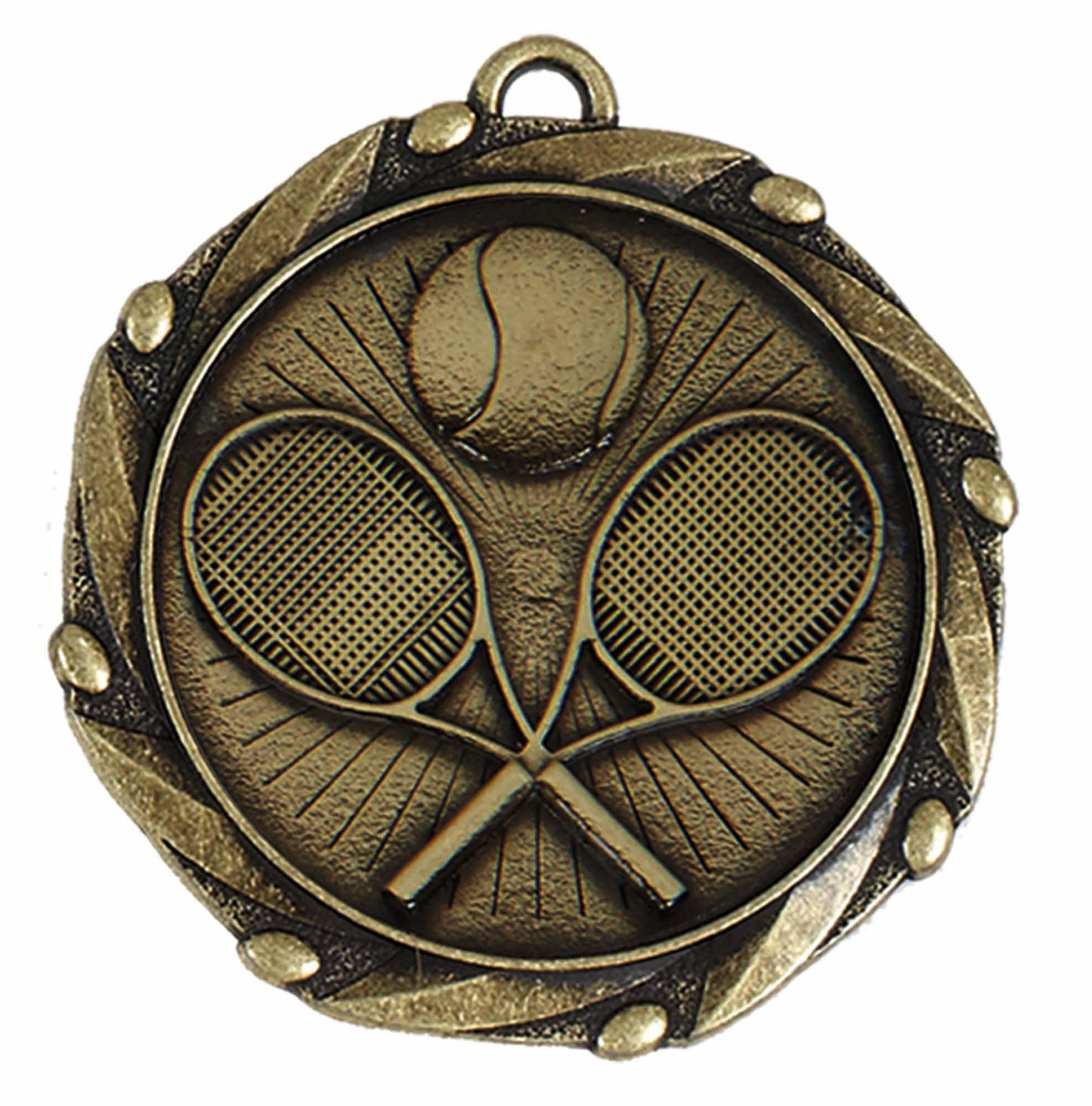 Gold Combo Tennis Medal with Red, White & Blue Ribbon 45mm (1 3/4")
