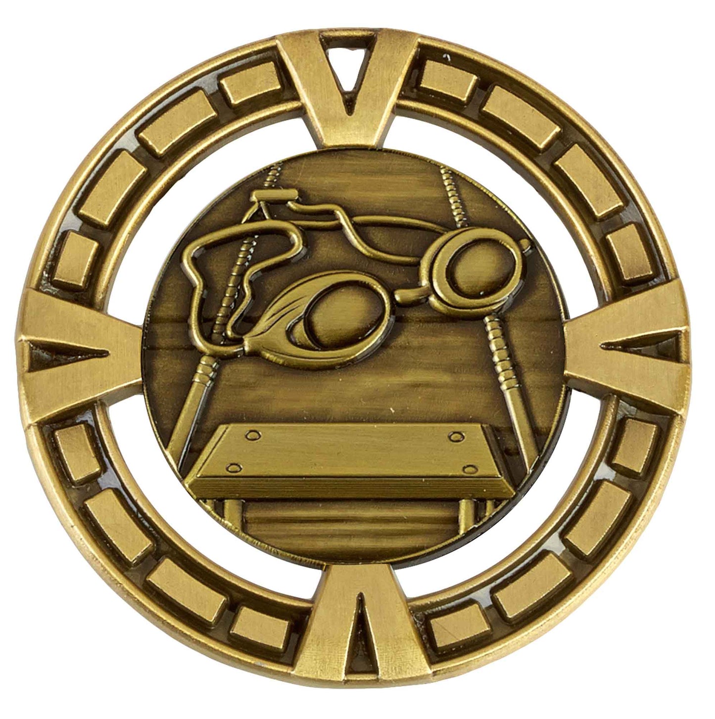 Gold Varsity Swimming Medal 65mm