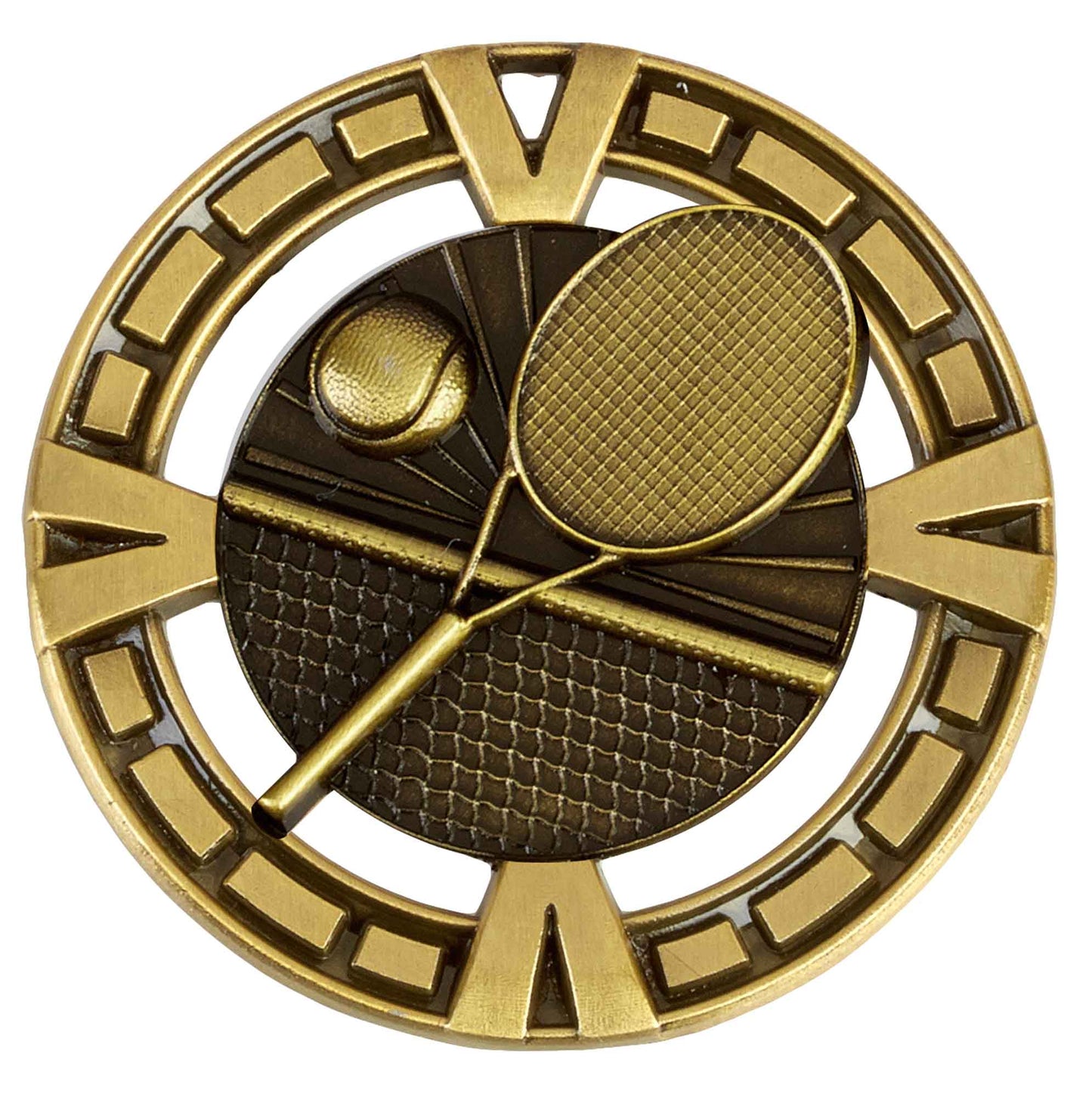 Gold Varsity Tennis Medal 65mm