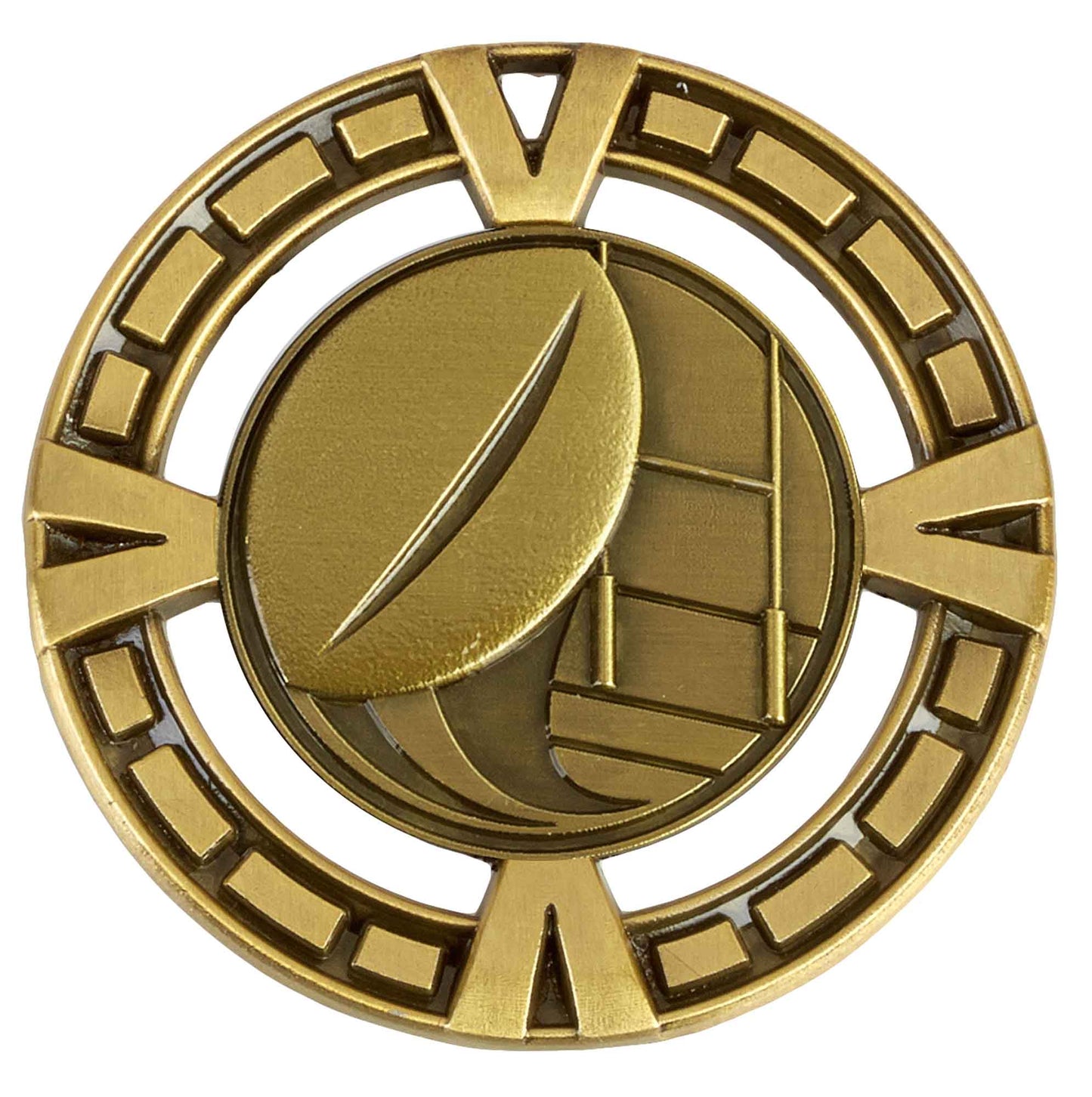 Gold Varsity Rugby Medal 65mm