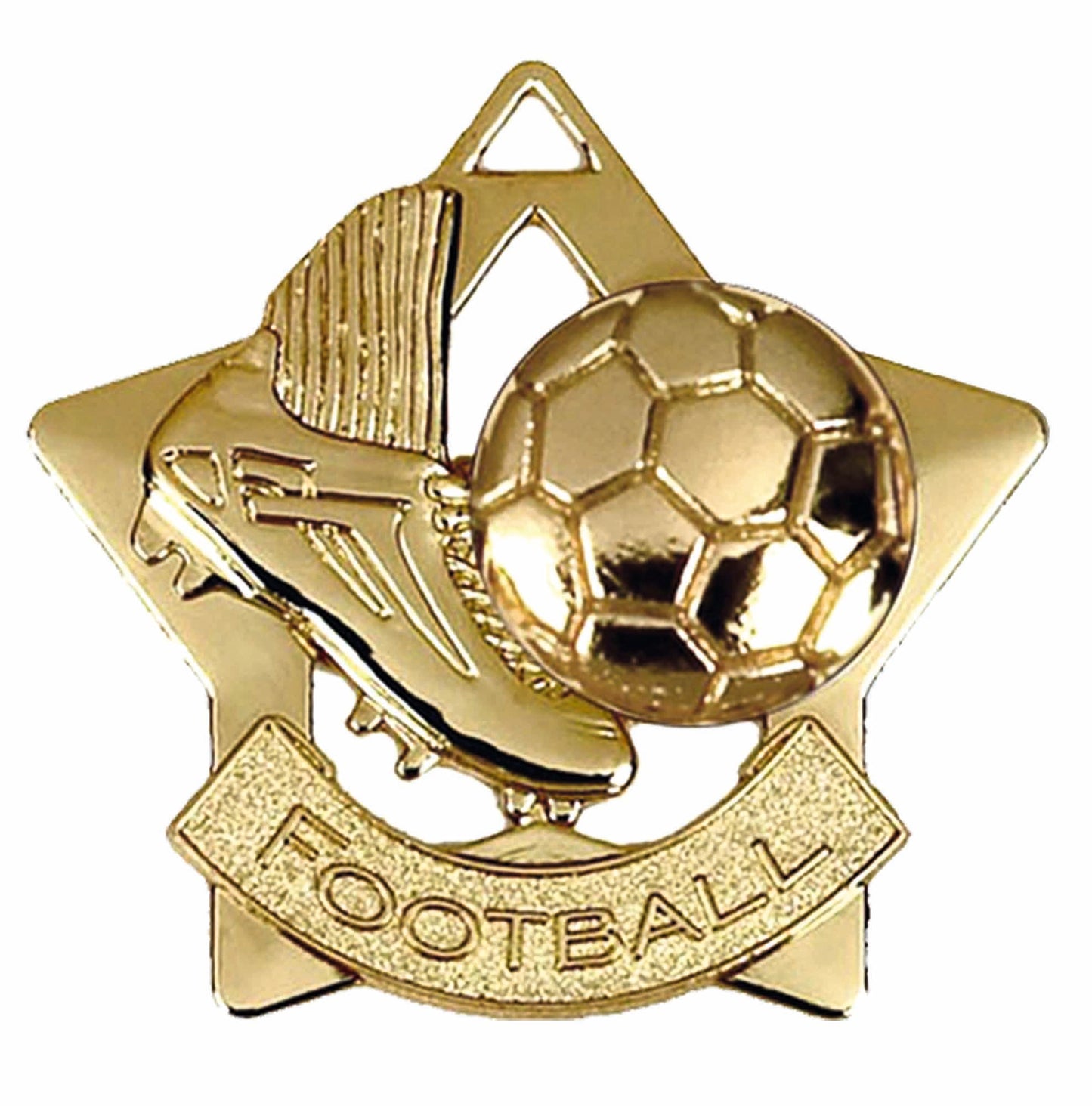 Gold Mini Star Boot & Ball Football Medal 60mm (2 3/8")