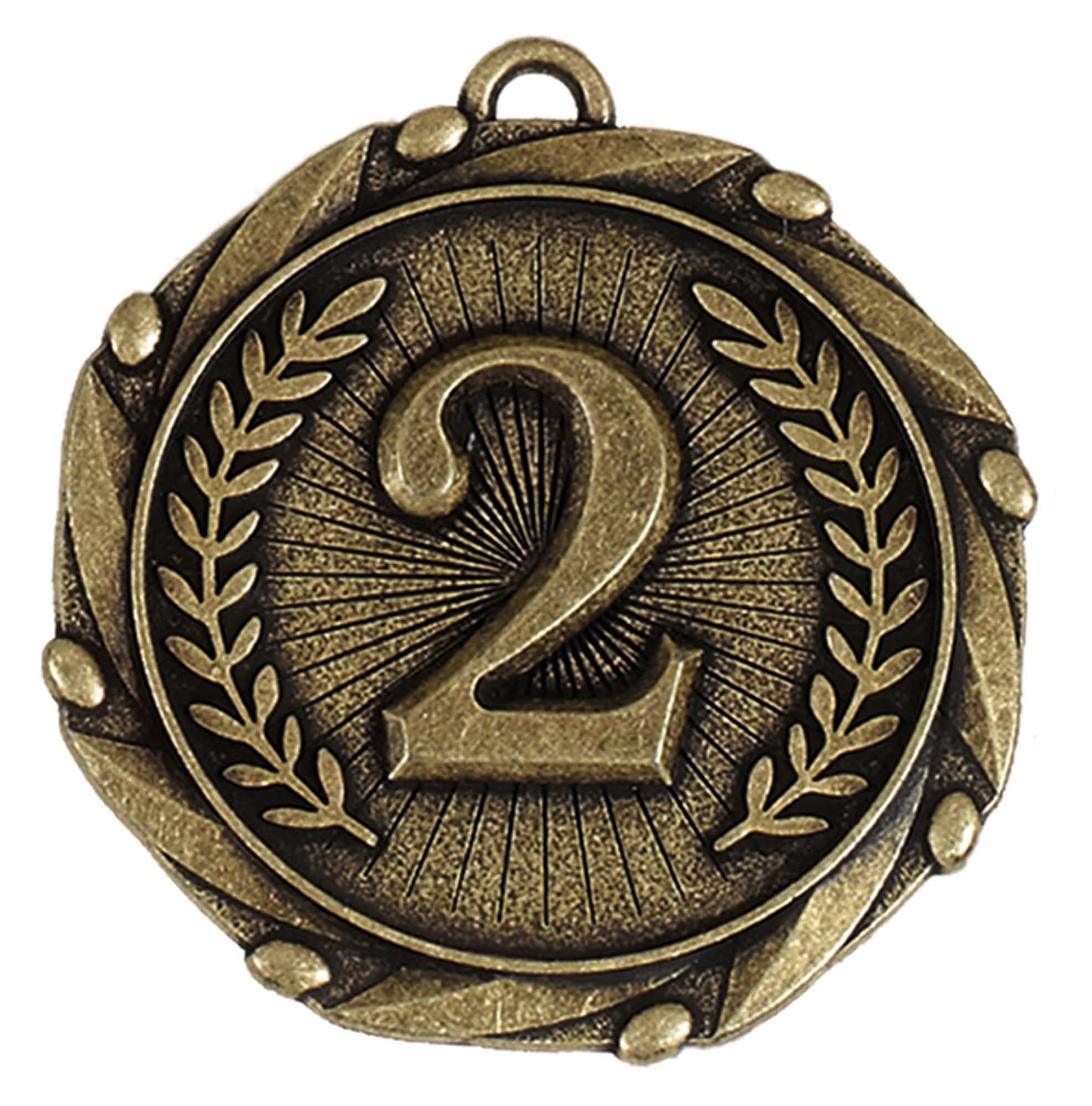 Gold Combo 2nd Place Medal with Red, White & Blue Ribbon 45mm (1 3/4")