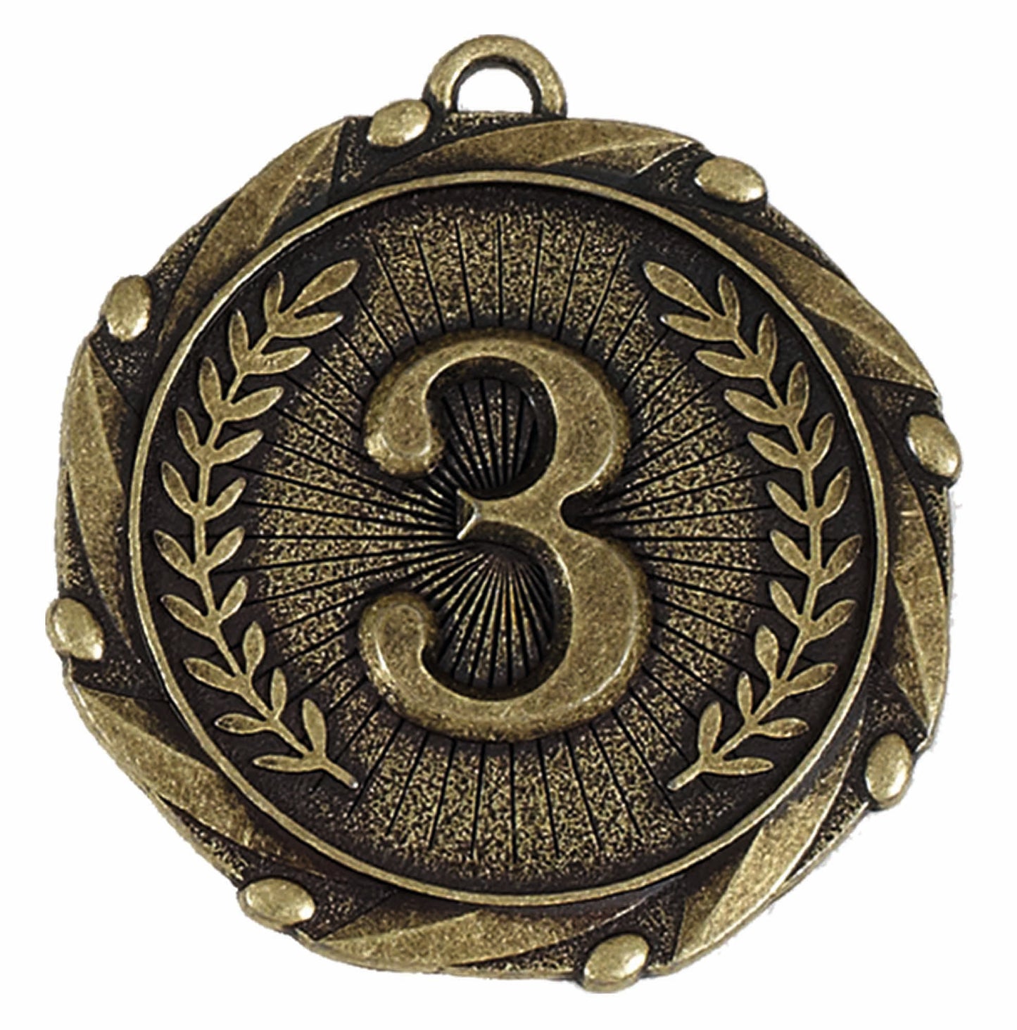 Gold Combo 3rd Place Medal with Red, White & Blue Ribbon 45mm (1 3/4")