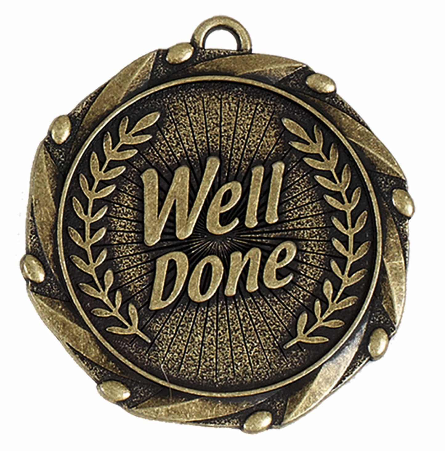 Gold Combo Well Done Medal with Red, White & Blue Ribbon 45mm (1 3/4")