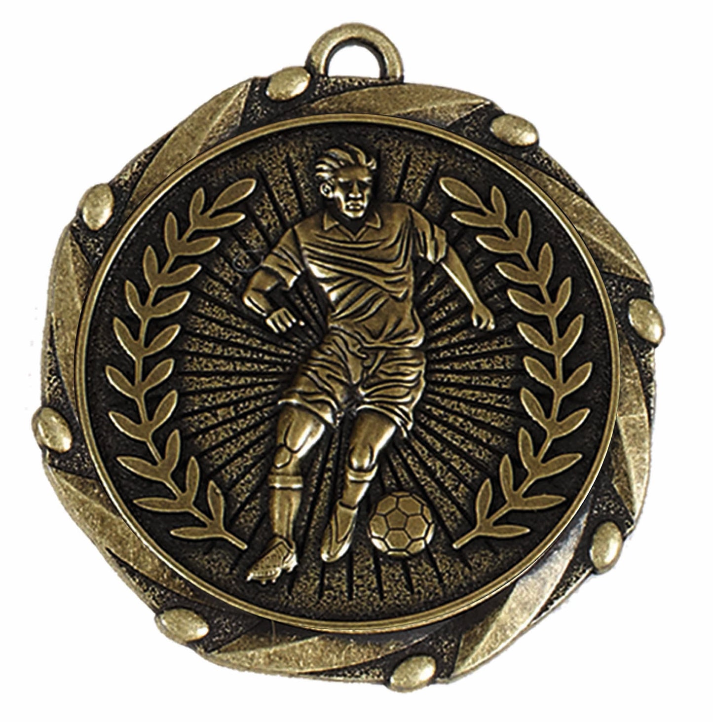 Gold Combo Action Football Medal with a Red, White & Blue Ribbon 45mm (1 3/4")