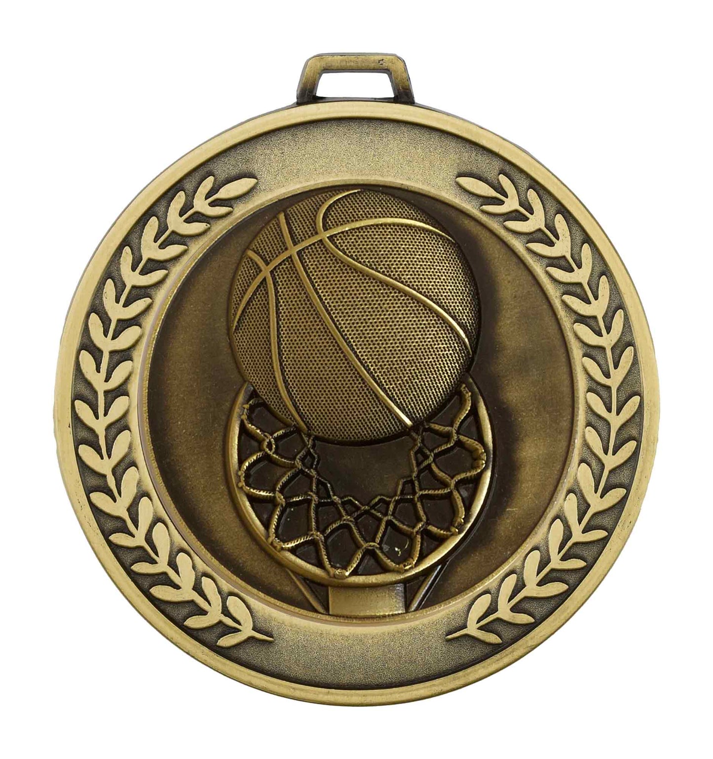 Antique Gold Prestige Heavyweight Basketball Medal 70mm