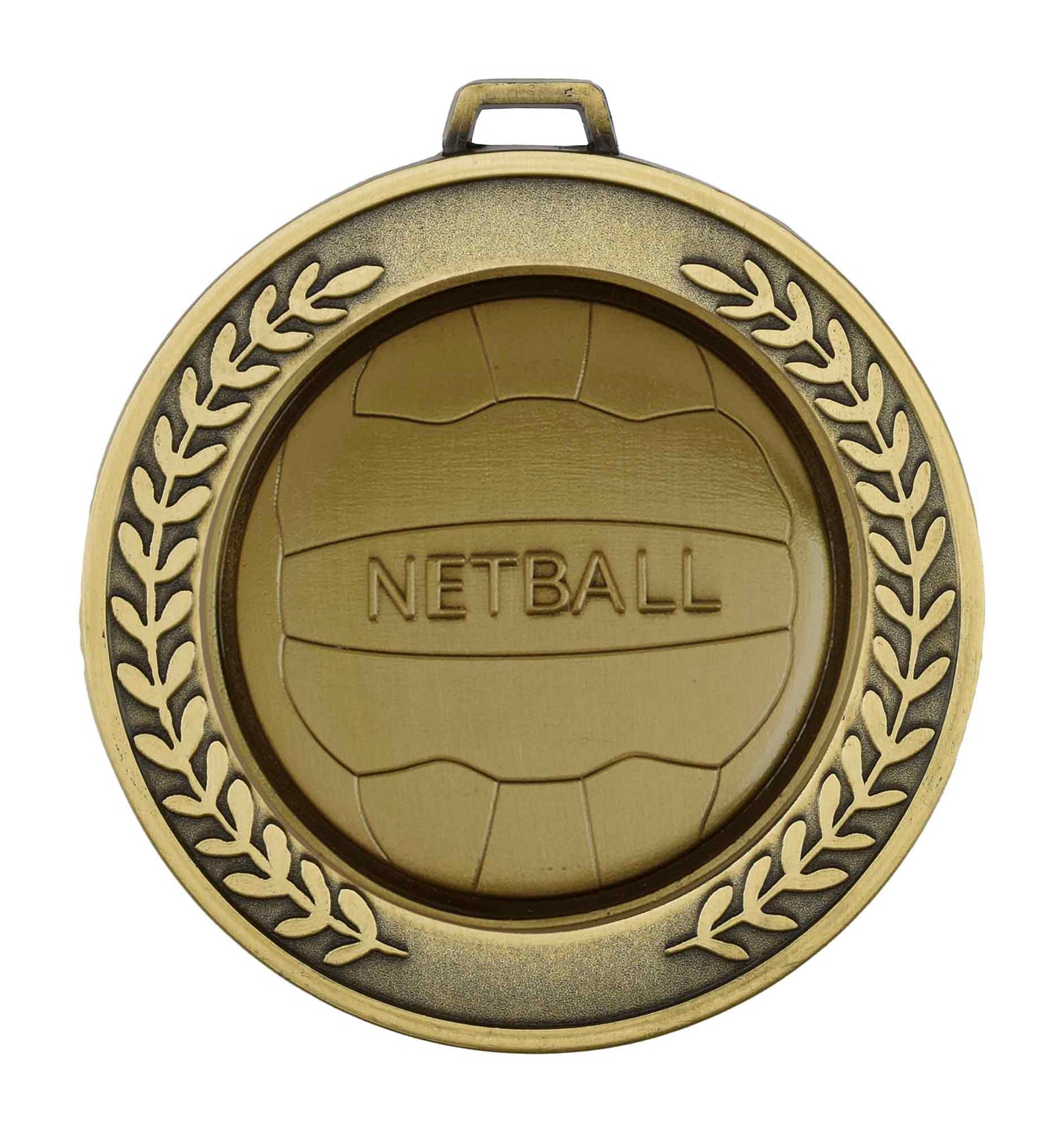 Antique Gold Prestige Heavyweight Netball Medal 70mm