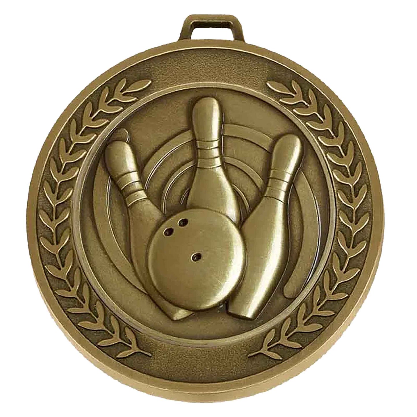 Antique Gold Prestige Heavyweight Ten Pin Medal 70mm