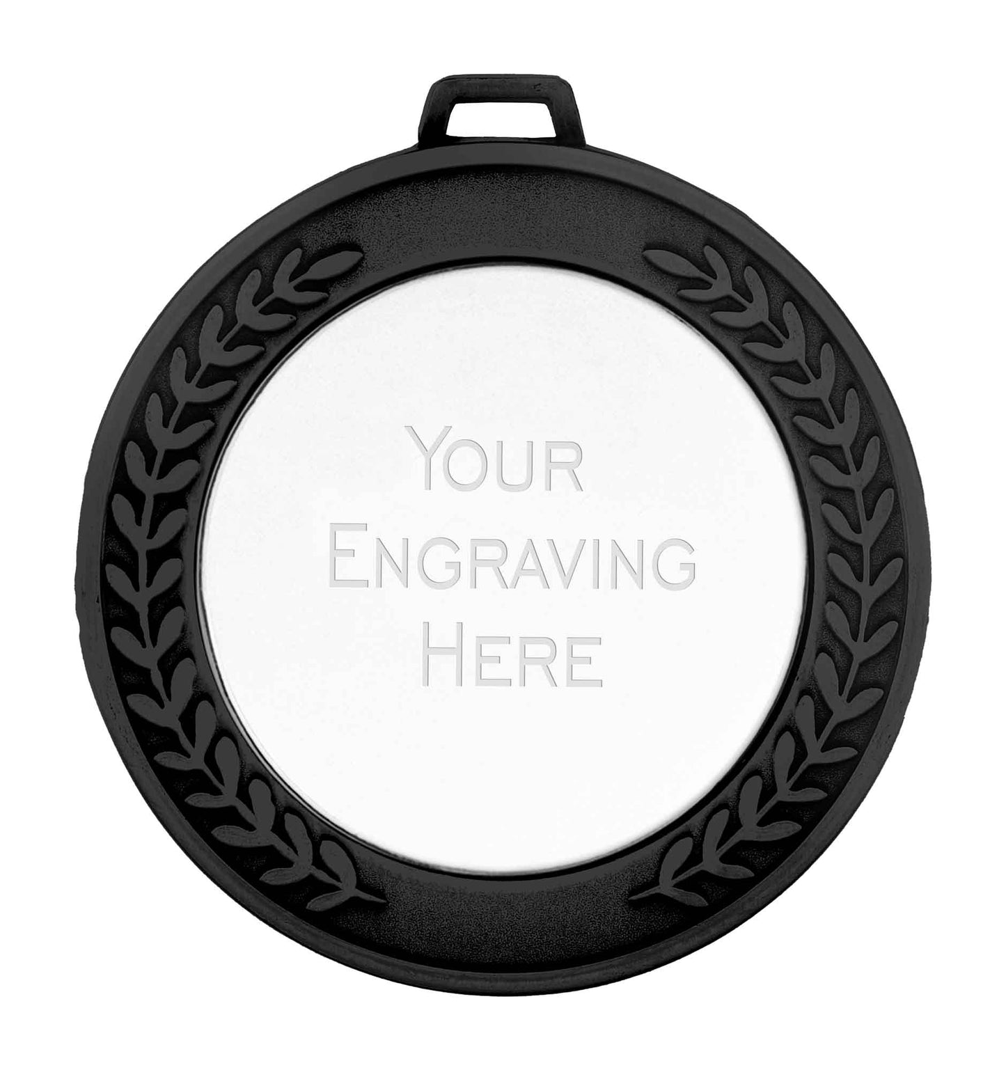 Black/Silver Prestige Engraved Medal 70mm