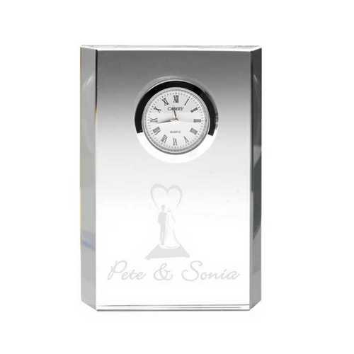 CLEAR GLASS RECTANGLE CLOCK (22mm THICK) - 4.75in