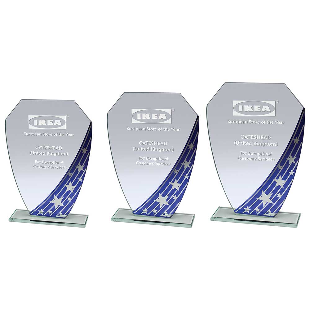 Starlight Hex Jade Glass Award Blue