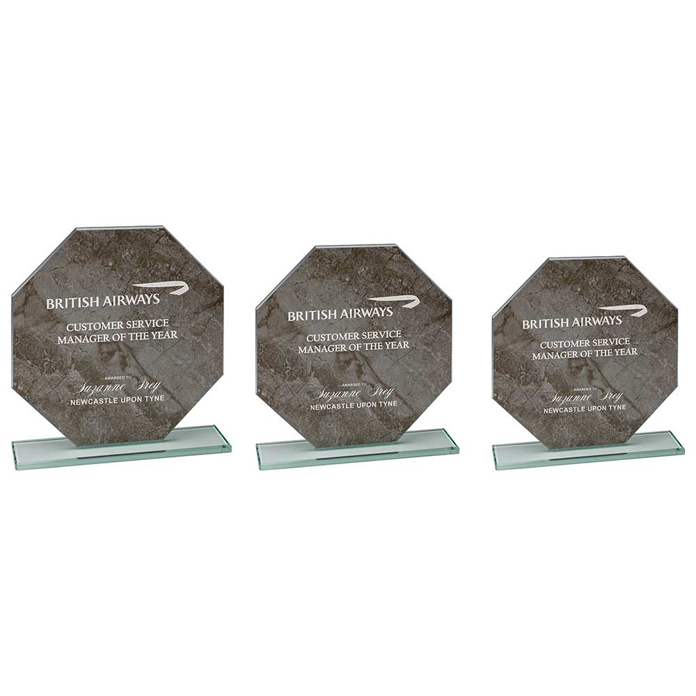 Quarry Marble Jade Glass Octagon Black