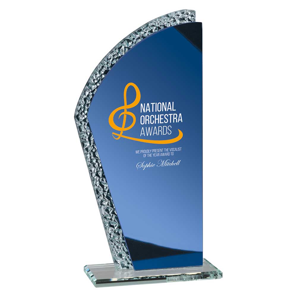 Hawk Glass Award Blue & Silver
