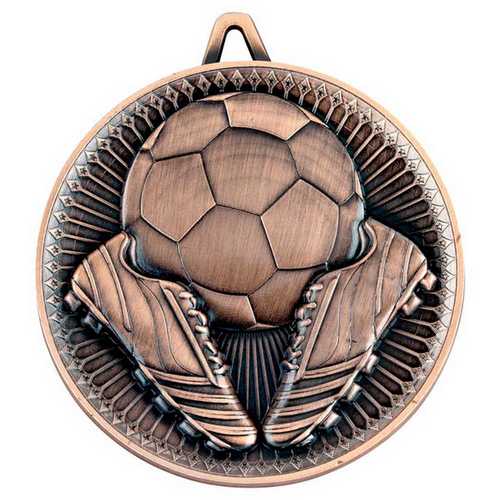 FOOTBALL DELUXE MEDAL ANTIQUE GOLD - 2.35in