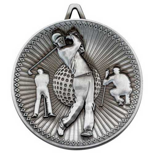 GOLF DELUXE MEDAL ANTIQUE GOLD - 2.35in