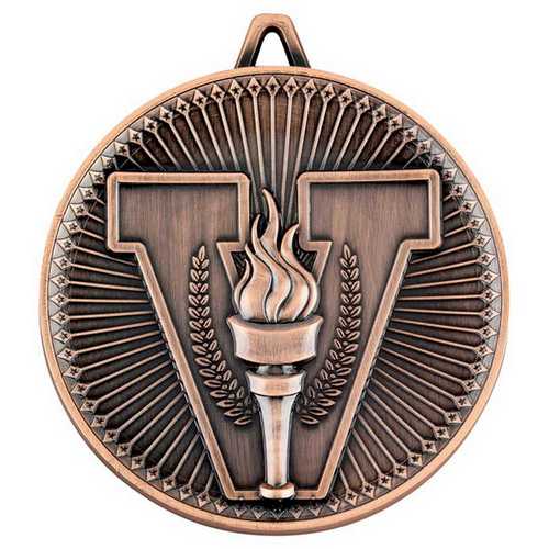 VICTORY TORCH DELUXE MEDAL ANTIQUE GOLD - 2.35in