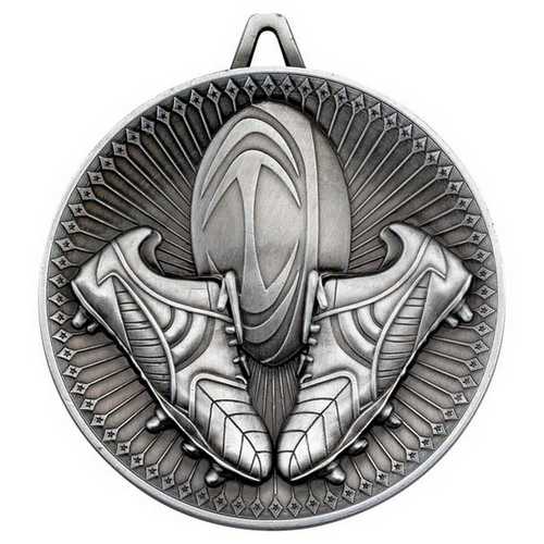 RUGBY DELUXE MEDAL ANTIQUE GOLD - 2.35in
