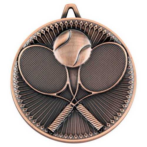 TENNIS DELUXE MEDAL ANTIQUE GOLD - 2.35in