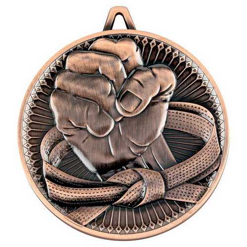 MARTIAL ARTS DELUXE MEDAL ANTIQUE GOLD - 2.35in