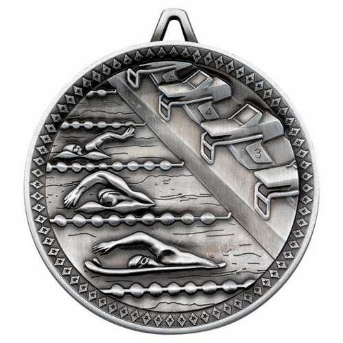 SWIMMING DELUXE MEDAL ANTIQUE GOLD - 2.35in