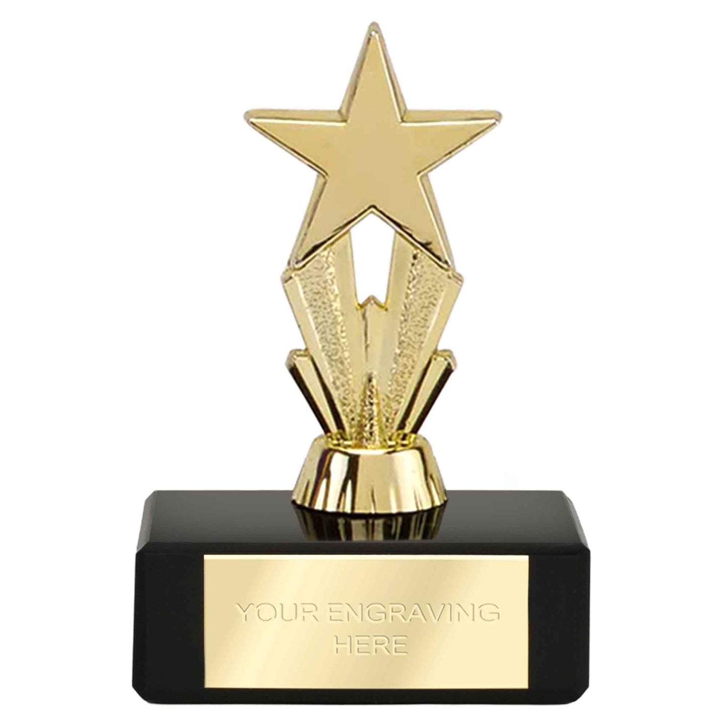 Gold Micro Star Trophy On A Black Marble Base 8cm (3 1/4")