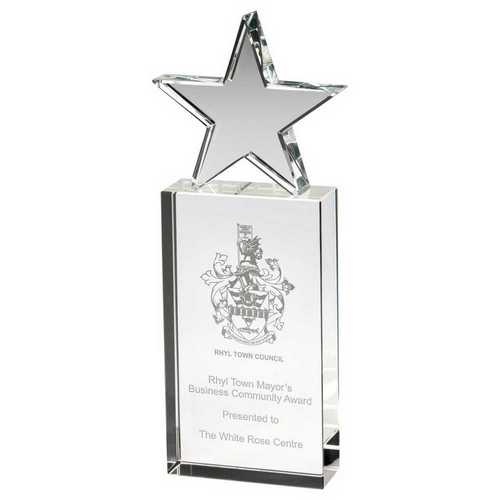 CLEAR GLASS BLOCK WITH GLASS STAR