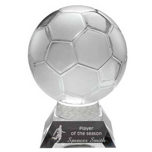 CLEAR/FROSTED GLASS FOOTBALL ON BASE