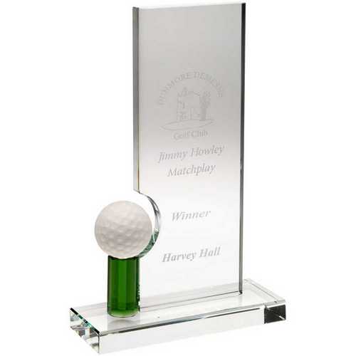 CLEAR/GREEN GLASS RECTANGLE WITH GOLF BALL (10mm THICK)