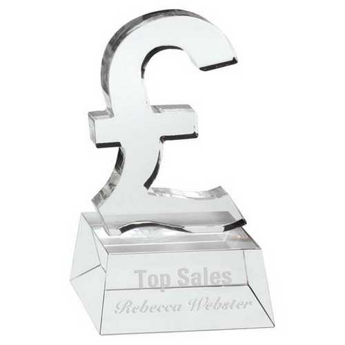 CLEAR GLASS 'POUND SIGN' ON BASE - 4.75in