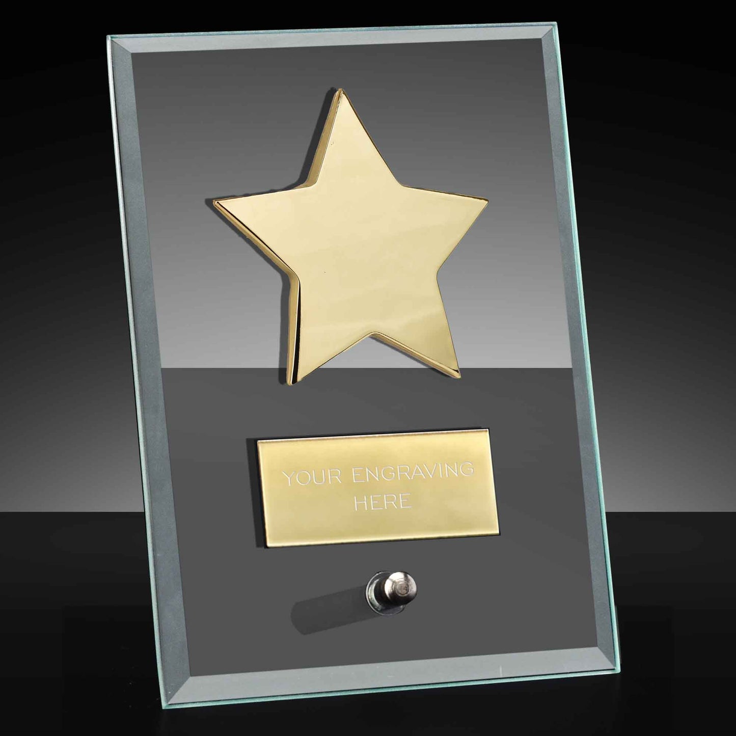 Crest Gold Star On A Jade Glass Plaque 12.5cm (5")