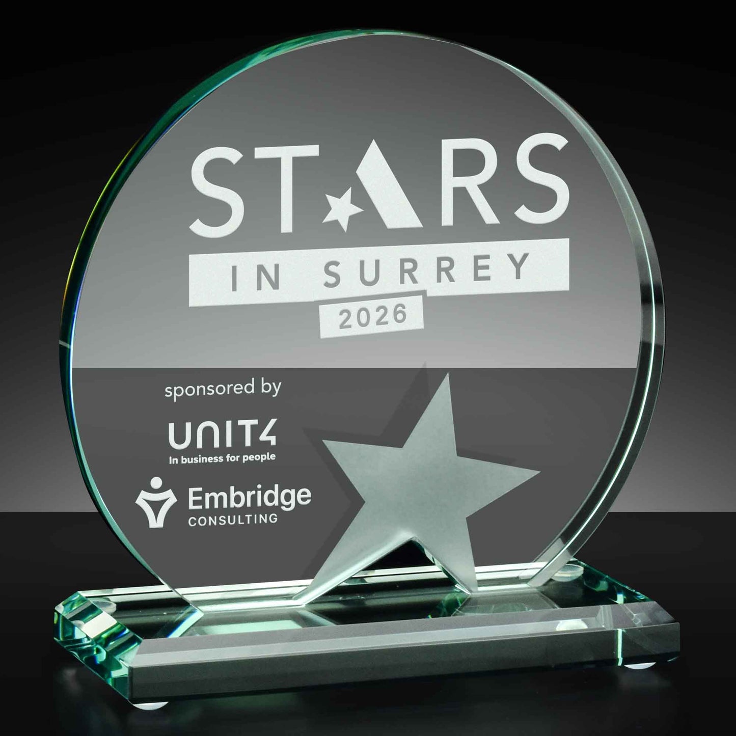 Aspire Circular Jade Glass Star Award 12.5cm (5")
