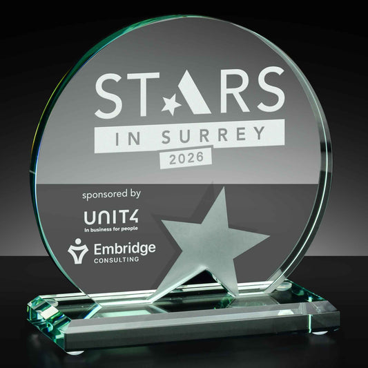 Aspire Circular Jade Glass Star Award 12.5cm (5")
