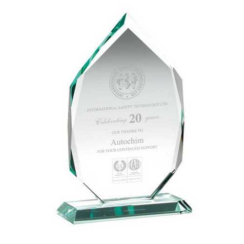 JADE GLASS DIAMOND IN QUALITY WOOD BOX (19mm THICK)