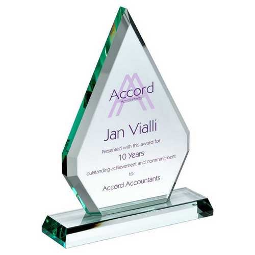 JADE GLASS CHUNKY DIAMOND PLAQUE (19mm THICK)