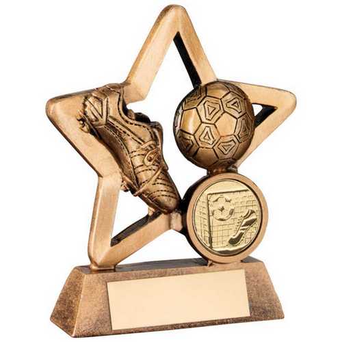 BRZ/GOLD RESIN FOOTBALL MINI STAR WITH PLATE (1in CENTRE)