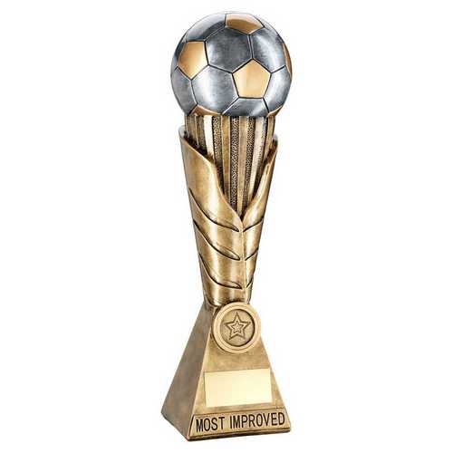 BRZ/PEW/GOLD FOOTBALL ON LEAF COLUMN WITH PLATE (1in CEN)